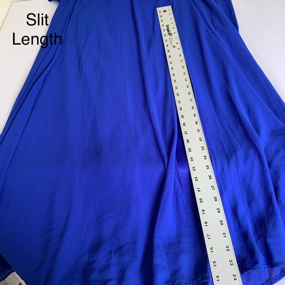 Lulus Maxi Dress XL Royal Blue Long Sleeve Chiffon Formal Wedding Guest Flowy - Picture 10 of 12